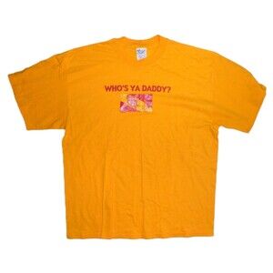 Vintage Sugar Daddy "Who's Your Daddy" T Shirt XL Yellow Taffy Candy Advertising